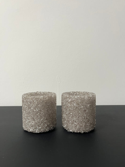 Theelicht glas grijs