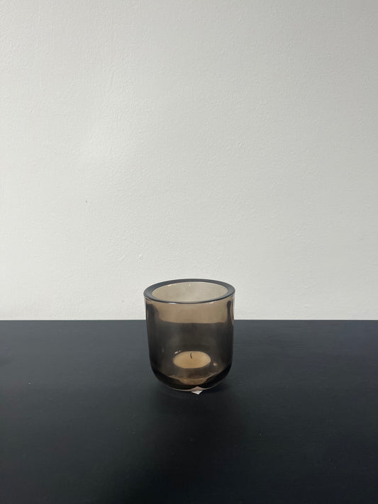 Theelichthouder glas bruin