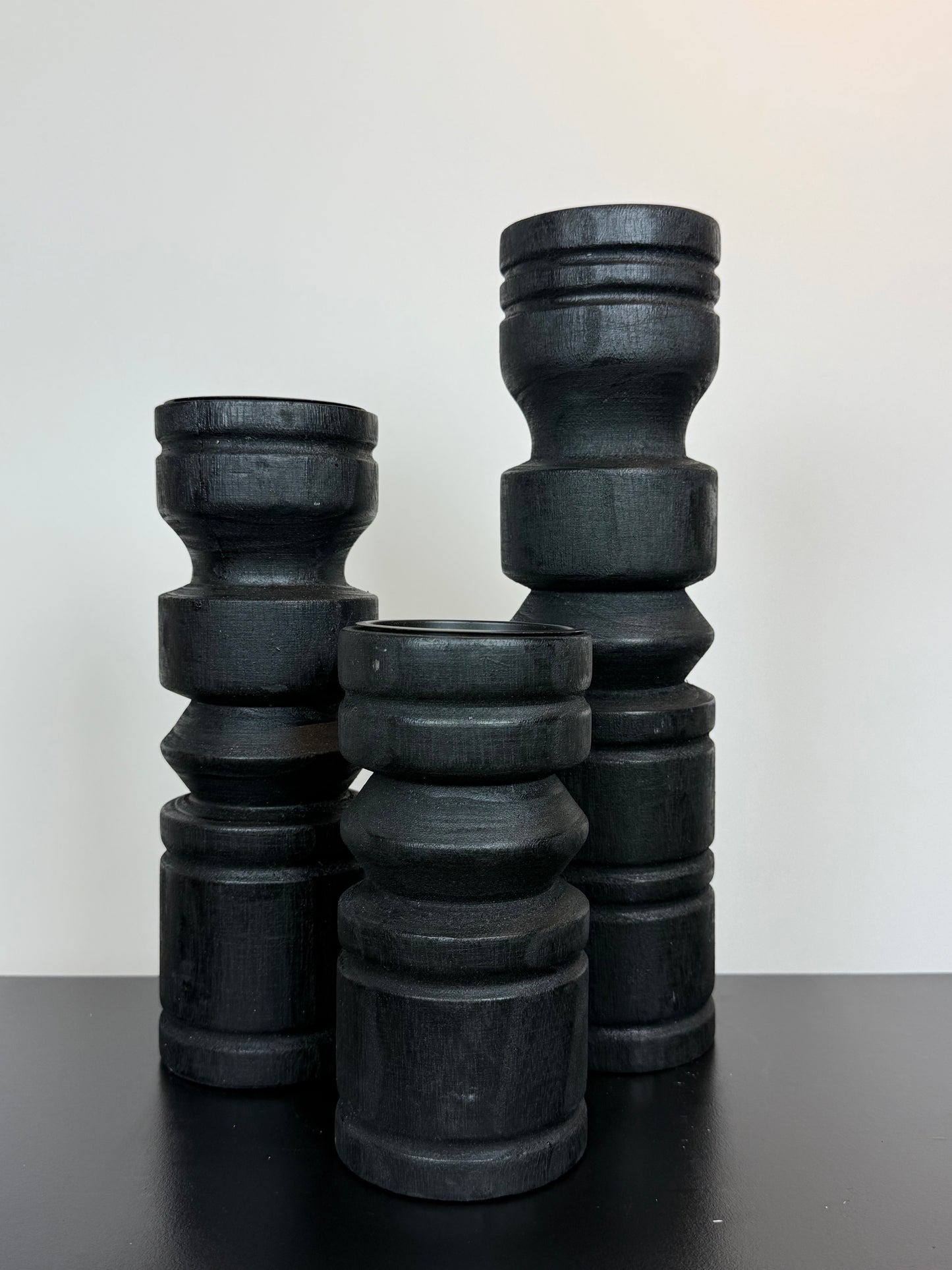 Houten kandelaar zwart L