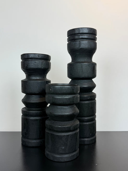 Houten kandelaar zwart L
